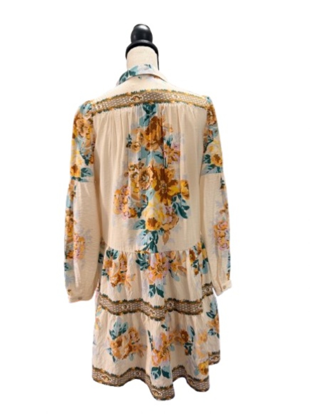 By Anthropologie Floral Tiered Mini Dress XS Boho Cottagecore Babydoll - Picture 5 of 8